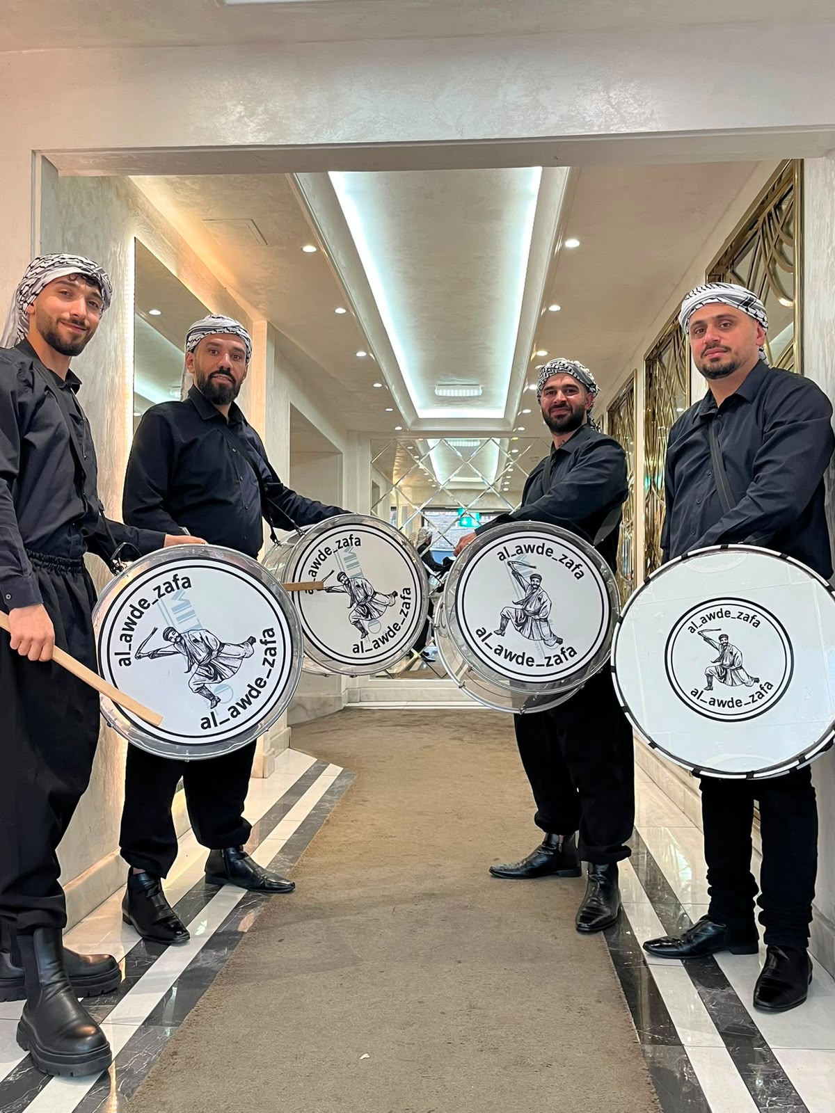 Al Awde Zaffa drummers in traditional dress